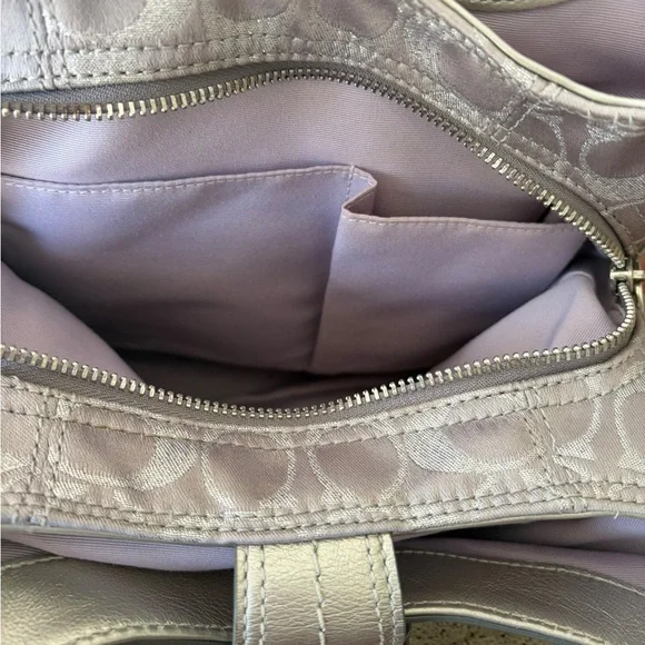 Coach Grey Pale Lilac & Silver Signature Hobo Shoulder Bag Vintage - Picture 13 of 14